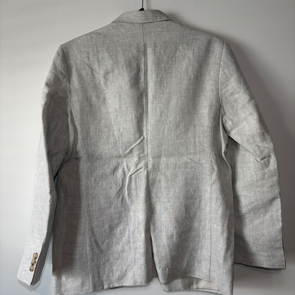 Slim Fit Tropical Beige Pure Linen Suit 40R Jacket 32/32 Pants | StudioSuits - Picture 9 of 16